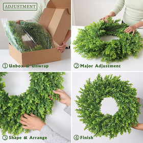 Juxdp boxwood wreath on outdoor wall withstands weather