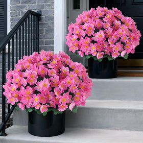 Juxdp camellia topiary ball tree pink front view, UV-resistant outdoor decor