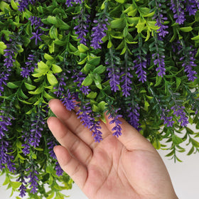 Juxdp farmhouse wreath blends purple blooms with green foliage