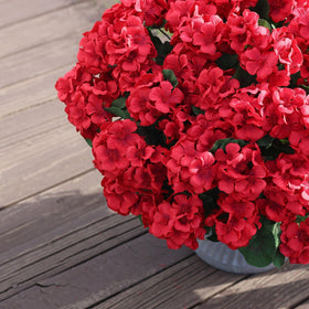 Juxdp silk flower heads with sturdy stems endure weather.