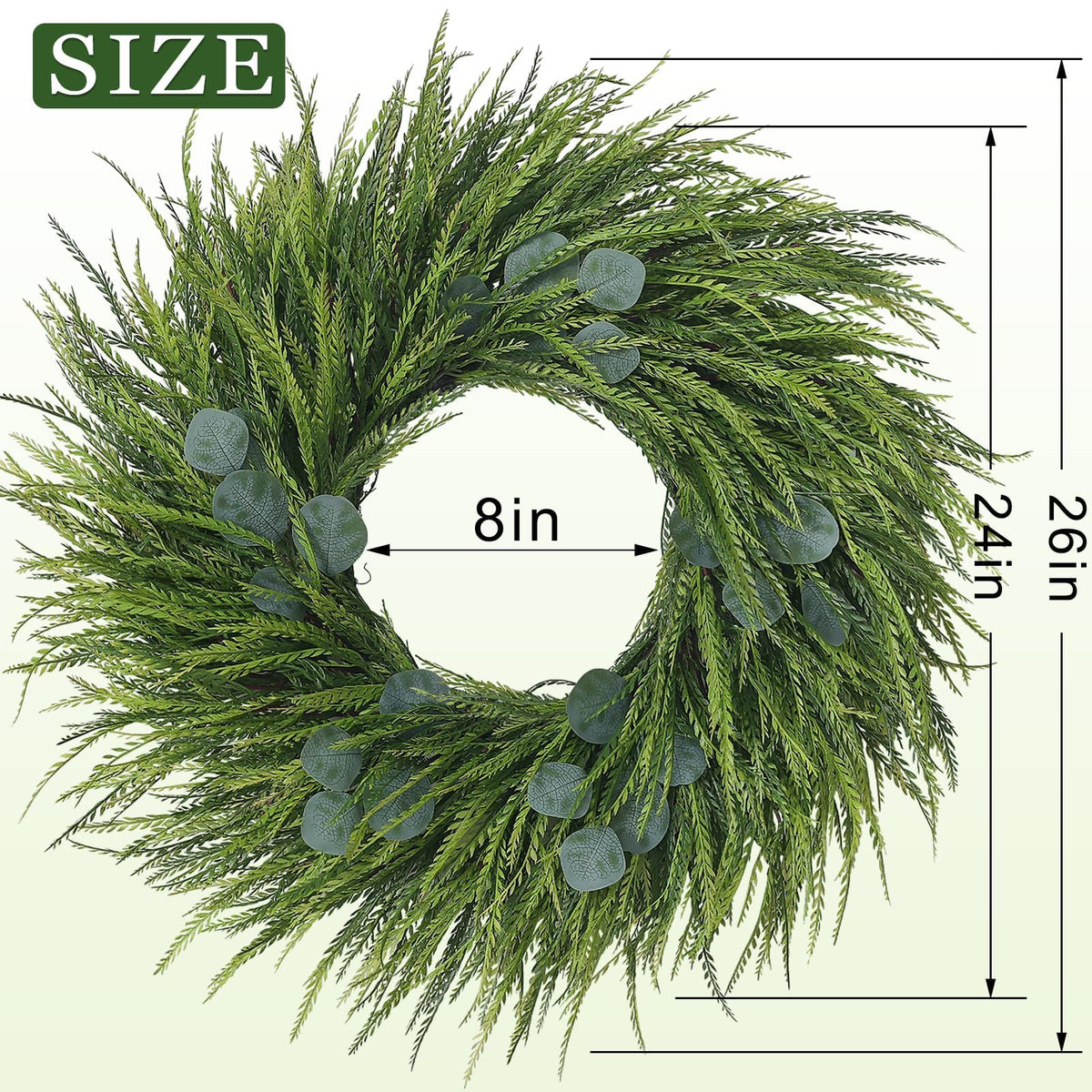 Juxdp 26-inch wreath with UV-resistant plastic for longer outdoor life.