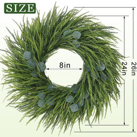 Juxdp 26-inch wreath with UV-resistant plastic for longer outdoor life.