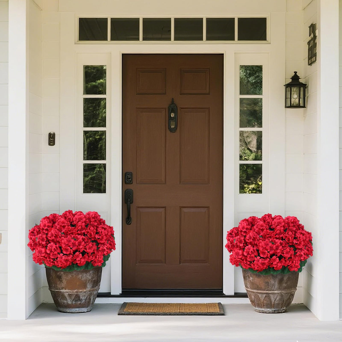 Juxdp UV-resistant geranium blooms stay bright in sunlit outdoor spaces.