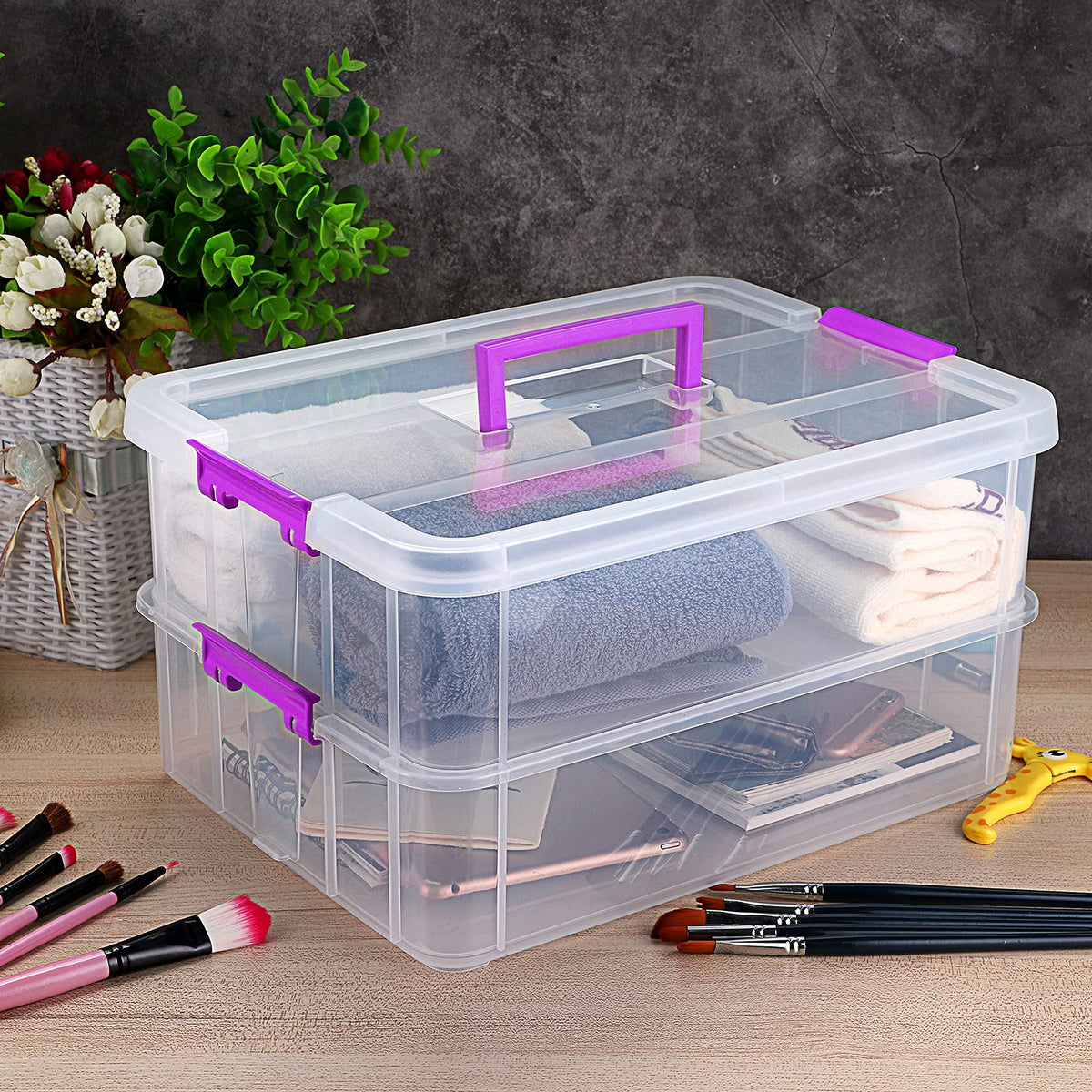 JUXYES versatile storage for school, office, art, and beauty items.