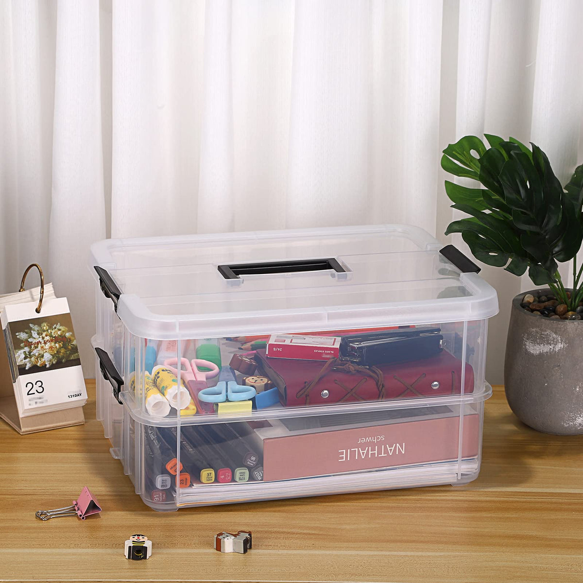 JUXYES durable hard plastic construction survives daily school, office, or home use.