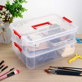 Compact, lightweight storage box for desks and shelves.
