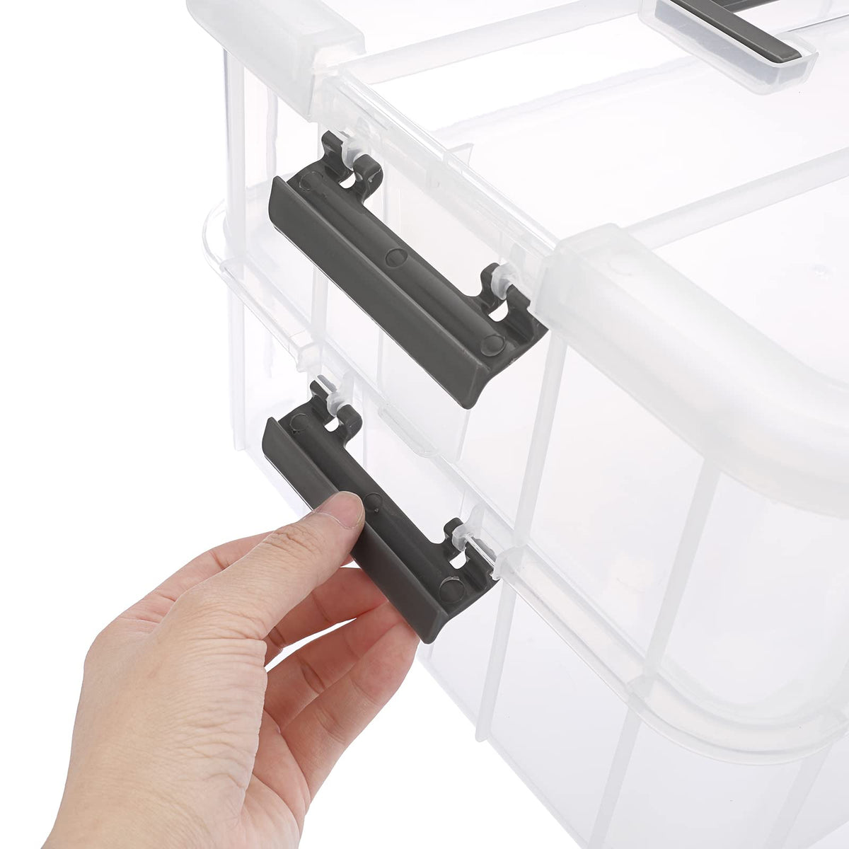 JUXYES top carry handle links boxes for convenient all-in-one transport.
