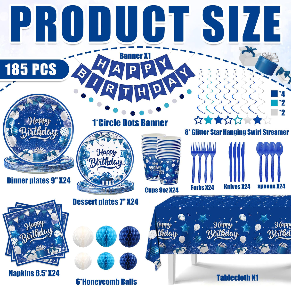 JVORFDG blue-silver dessert plates add color to treats and easy disposal