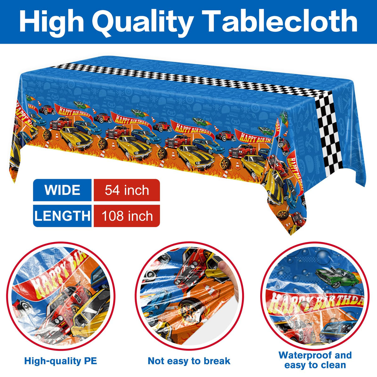 JVORFDG race car banner sets the party mood with energetic style