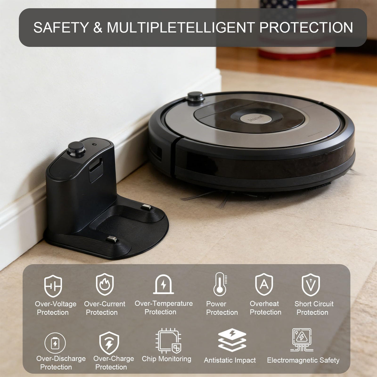 Jvtlirdfu 33W power spec communicates efficient charging for Roomba.