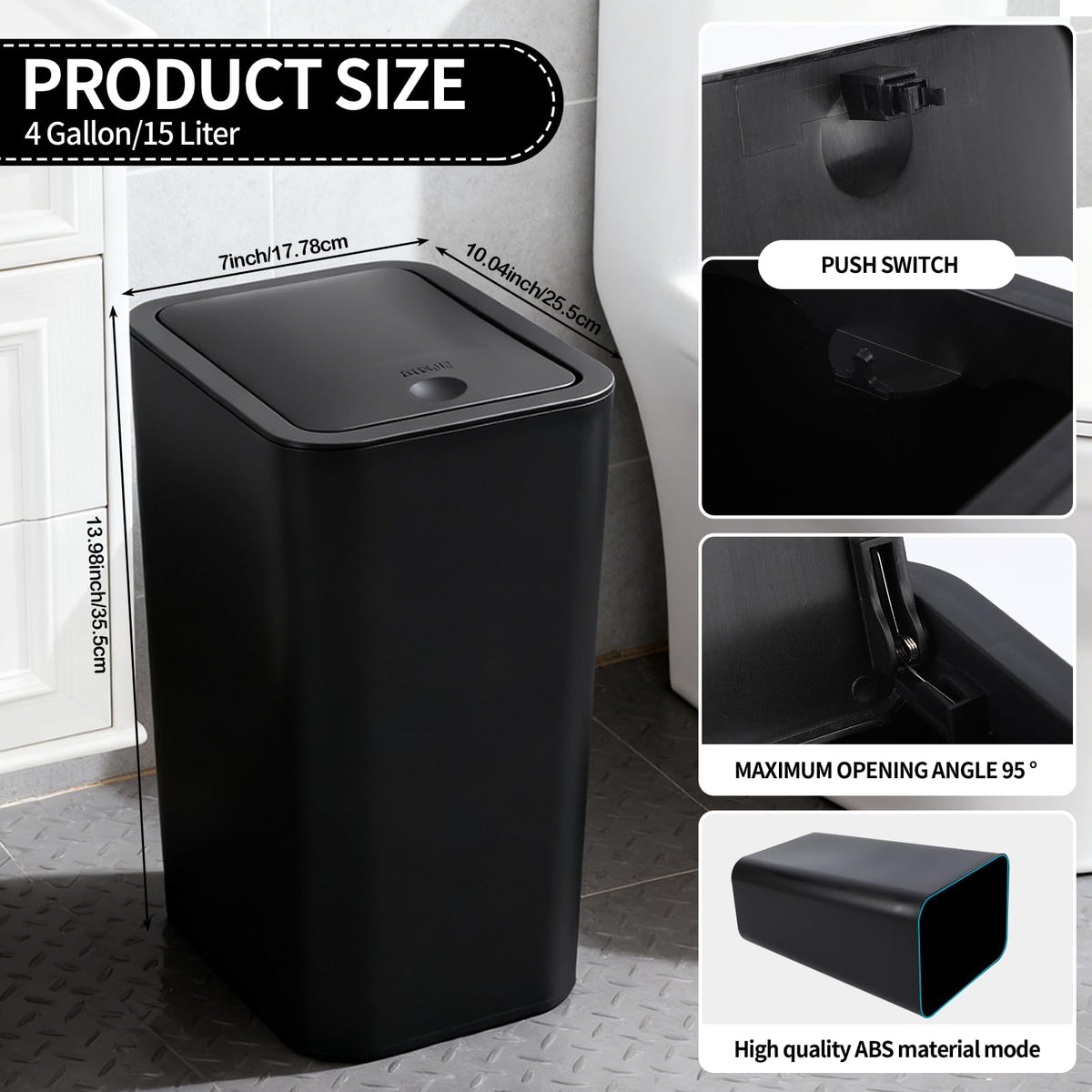 JWKDXH press-pop-up lid enables hands-free opening for easy disposal