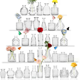 JXINDUJU clear glass bud vase collection showing varied patterns for chic centerpieces