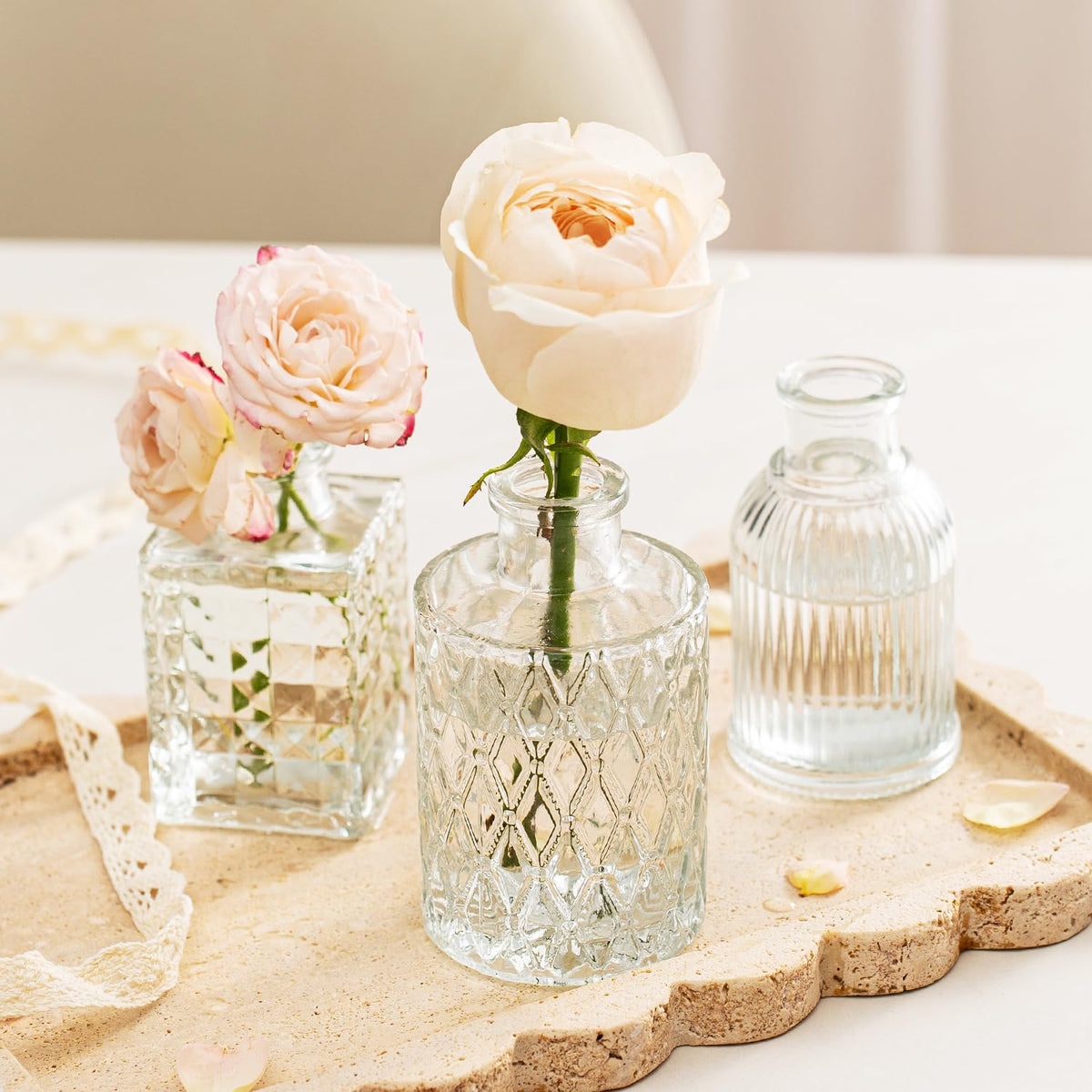 JXINDUJU thick-base soda-lime glass bud vase in the set for stable arrangements