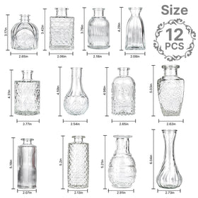 JXINDUJU bud vase 12-pack showcasing unique styles for versatile table decor