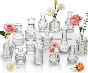 JXINDUJU clear glass bud vase set with varied heights for versatile centerpieces
