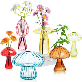 JXWENBYX mushroom vase set six colors front view, ideal for vibrant floral displays