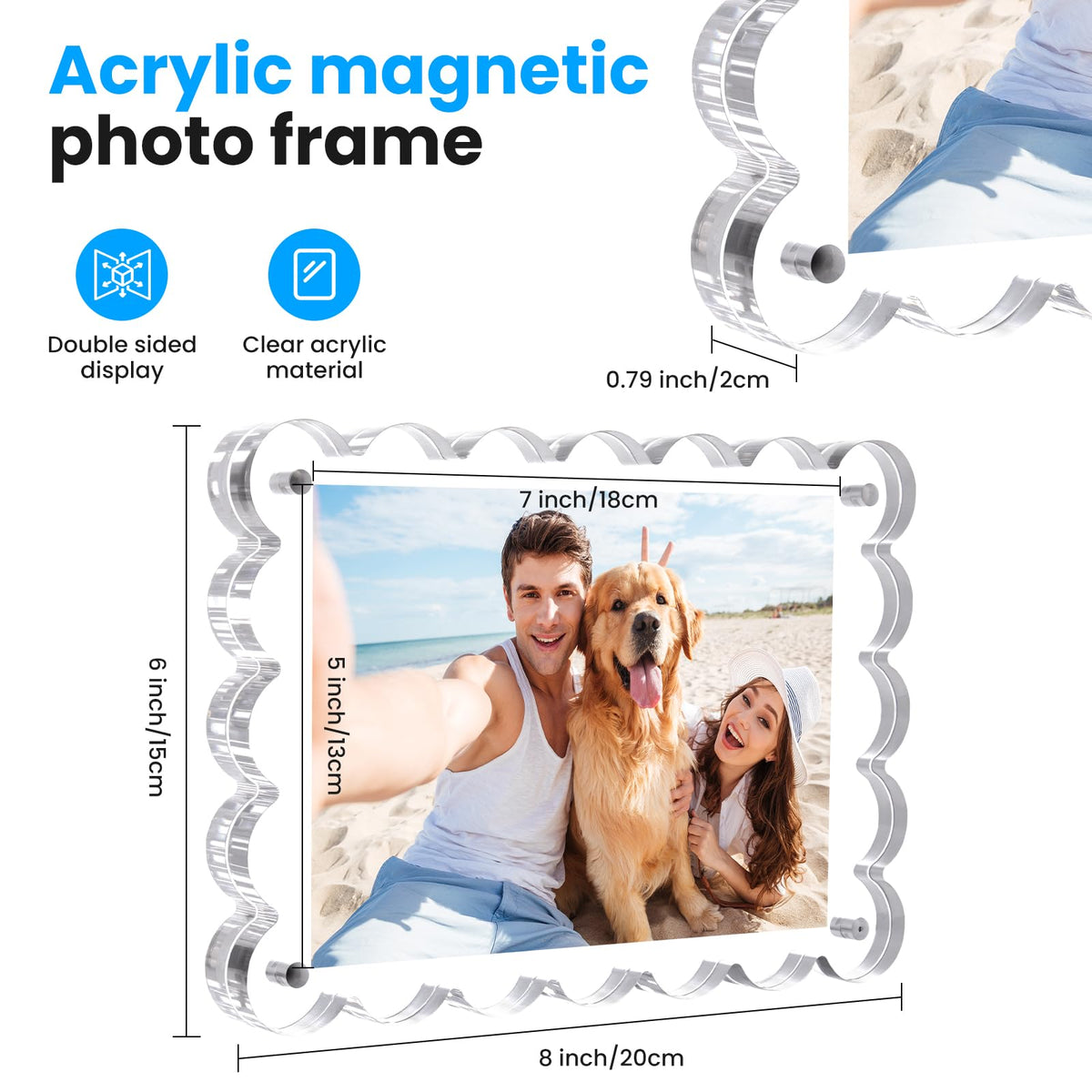 HJYAXQOP double-sided display shows two photos in a stylish block