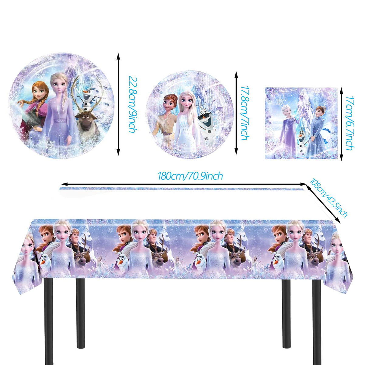 JYHFY Frozen 9-inch plates handle larger servings with festive prints.
