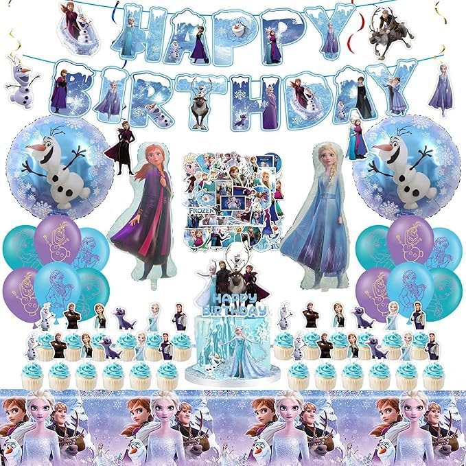 JYHFY Frozen Happy Birthday banner enhances the theme and photo-worthy moments