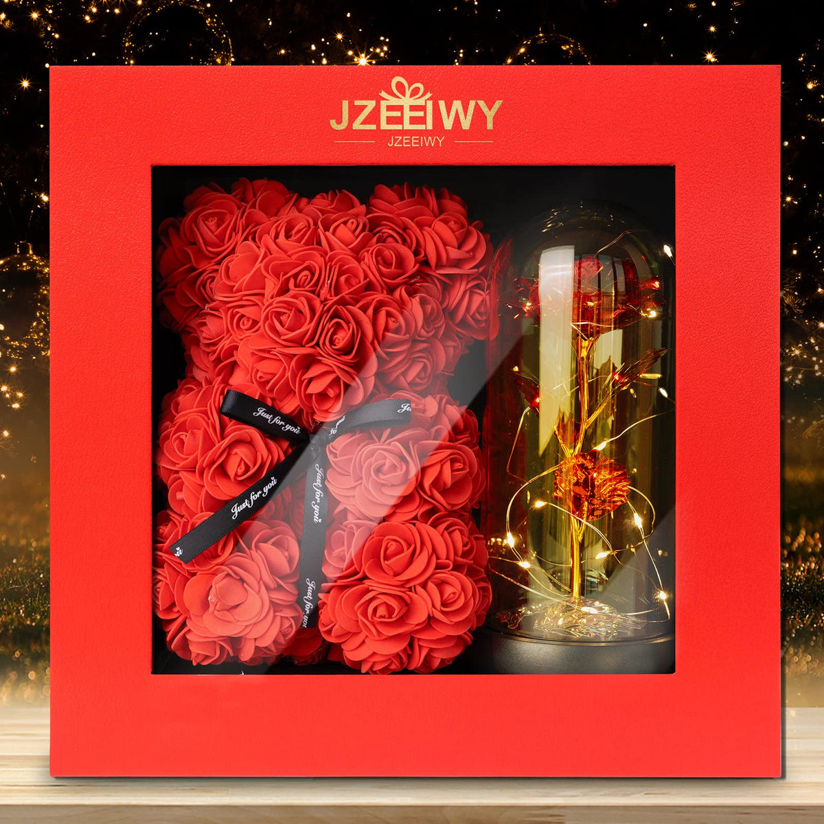 JZEEIWY light-up rose in a dome creating romantic ambiance for special moments