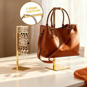 K KAIDIYIN gold display stand with anti-slip base protects surfaces while showcasing bags.