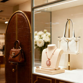 K KAIDIYIN two-pack display stands offer versatile bag presentation options.