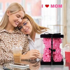 Gift-ready presentation with lid showcasing the rose bear