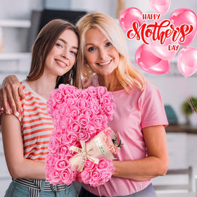 K KYMAKE greeting card with rose bear for a personalized Valentine touch.