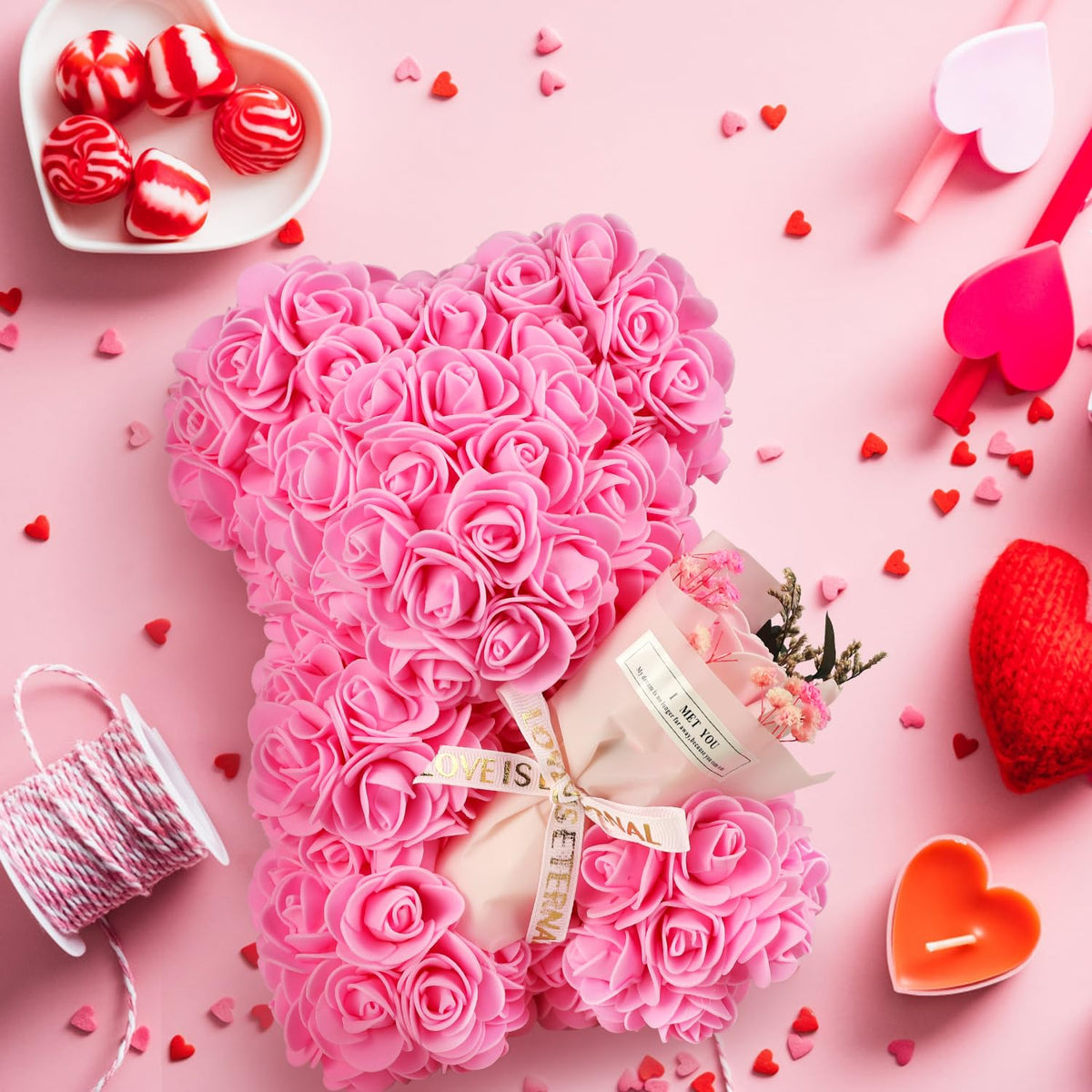 K KYMAKE premium gift packaging designed for the rose bear.
