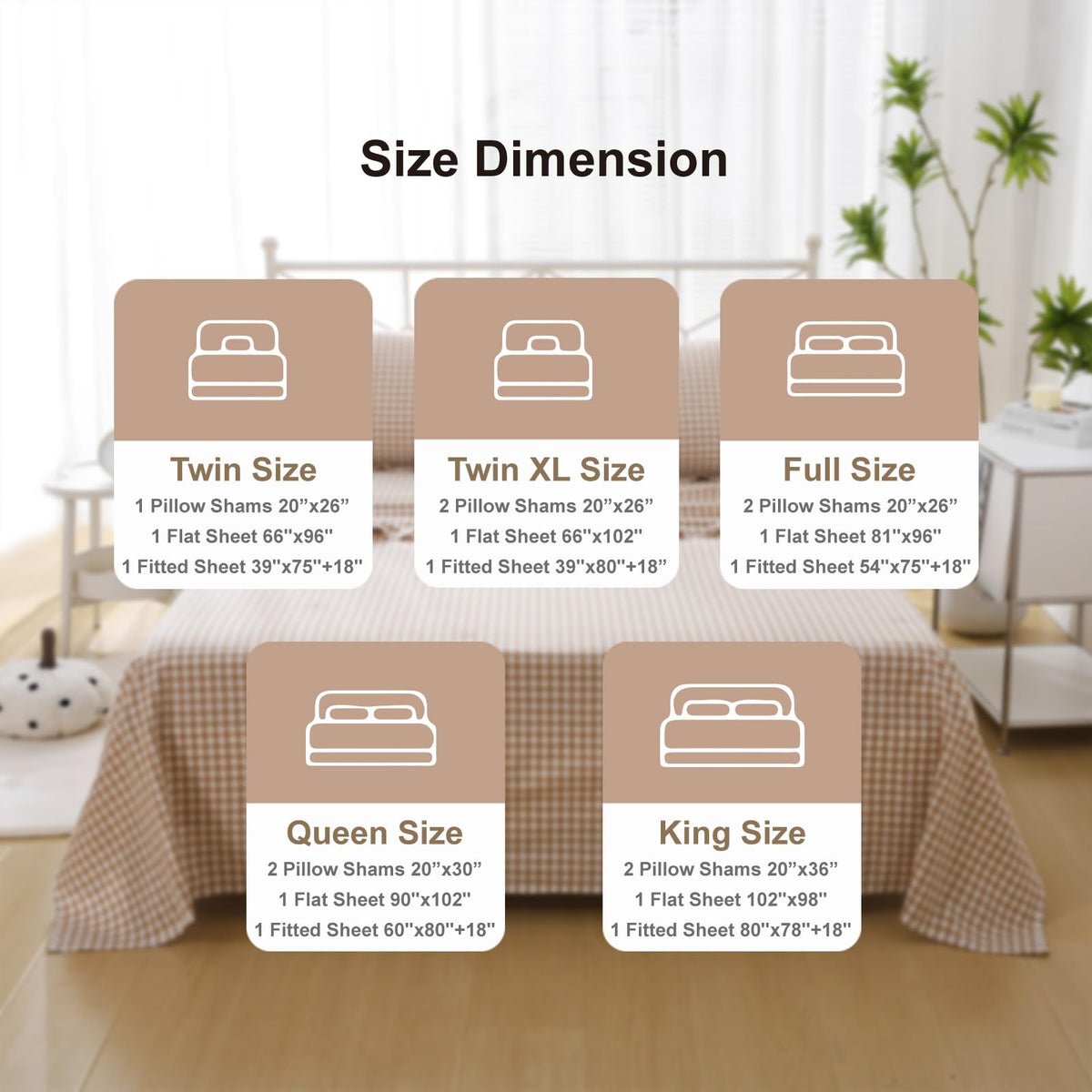 K Masaniji checkered bedding on bed demonstrates versatile cottage style