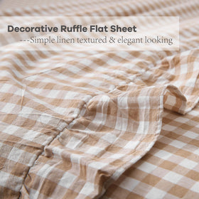 K Masaniji vintage check flat sheet highlighting farmhouse style