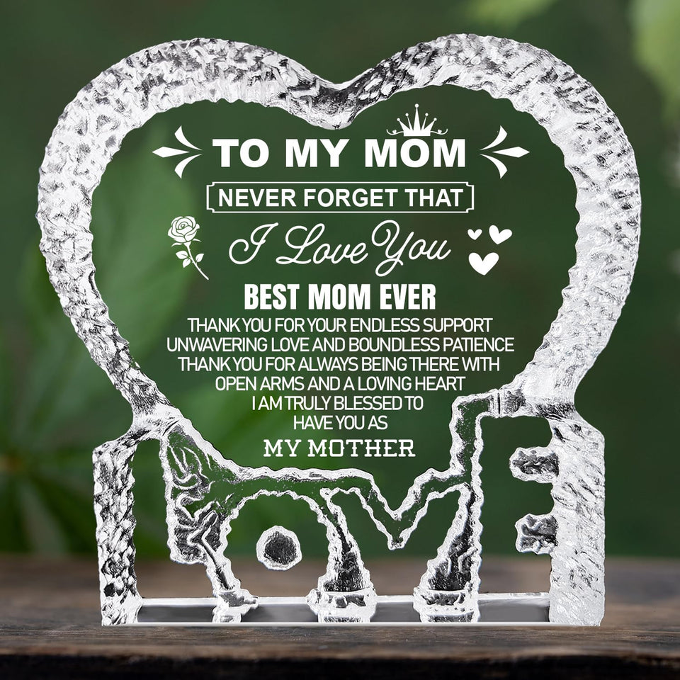 K-MLICE heart crystal close-up showing brilliant clarity for heartfelt mom gifts
