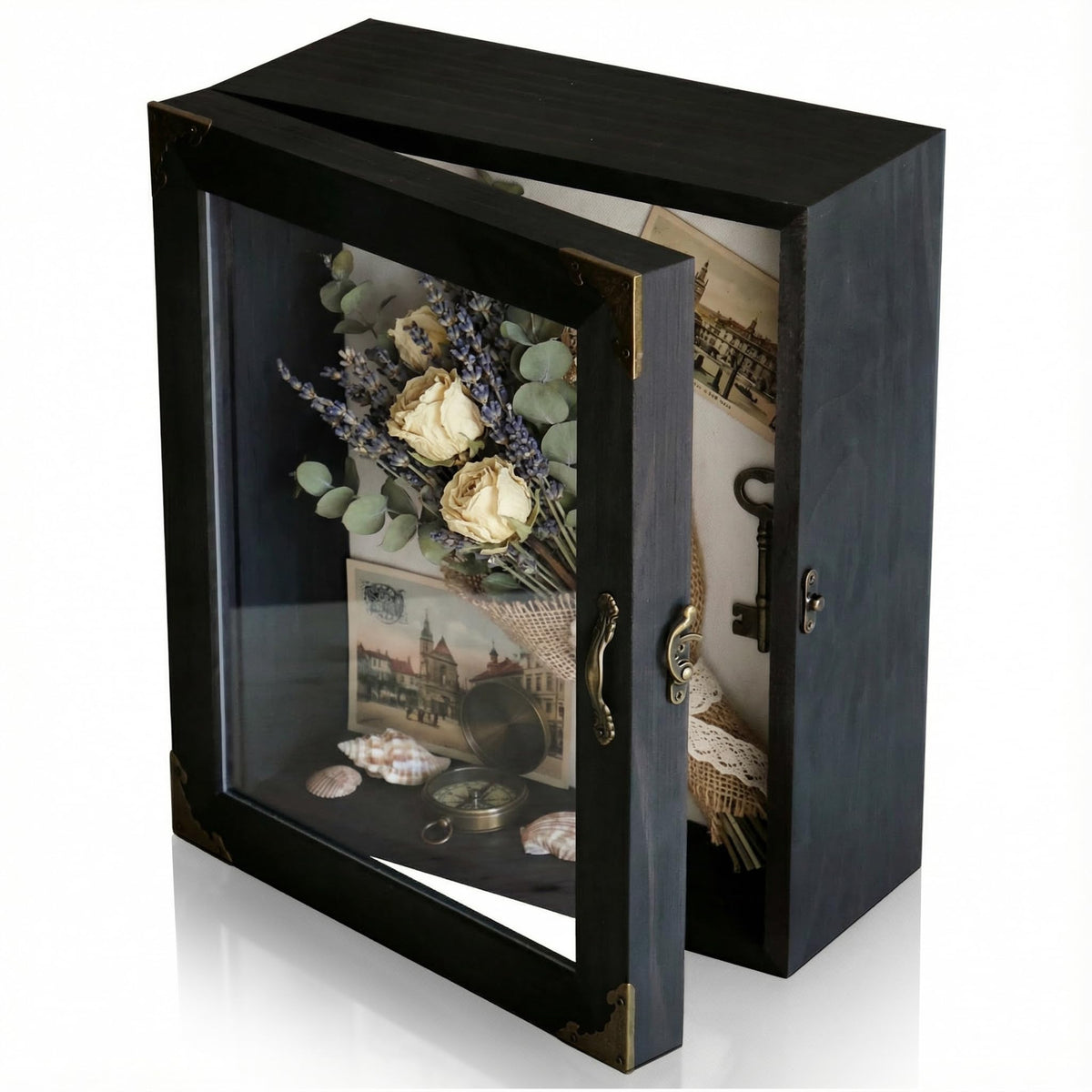 KAASTHAA Shadow Box Frame linen back eases pinning keepsakes