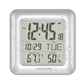 KADAMS 9.5-inch LCD bathroom clock provides clear time in steamy bathrooms.