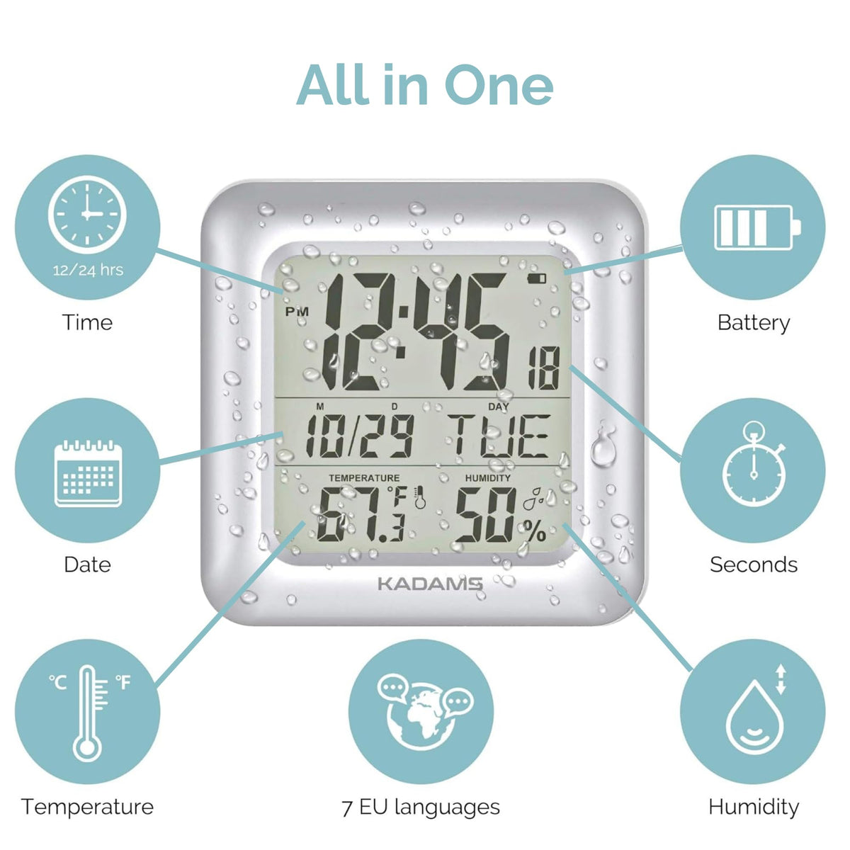 KADAMS temperature display helps monitor room heat for comfort.