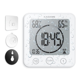 KADAMS Shower Clock compact white design blending with bathroom decor