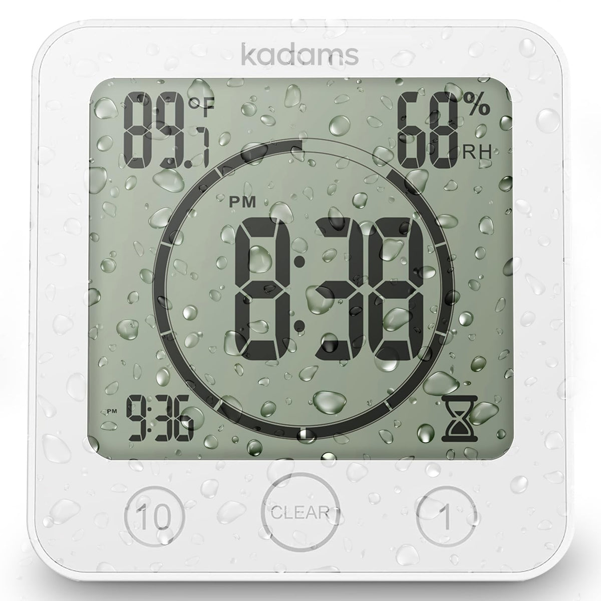 KADAMS Shower Clock waterproof digital timer in a bathroom setting for precise timing