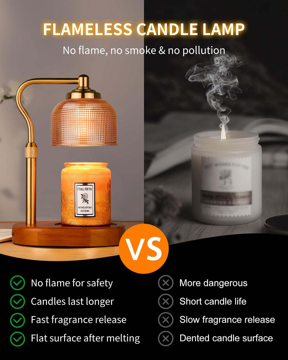 Kadrama candle warmer lamp top-down melt action for quick fragrance release.