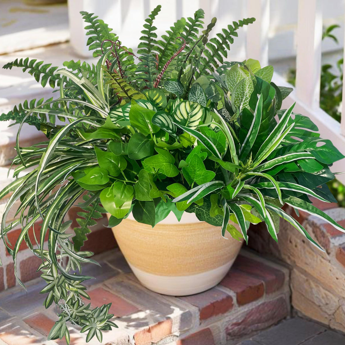 KAFDY artificial plants for outdoor porch greenery adds maintenance-free curb appeal.