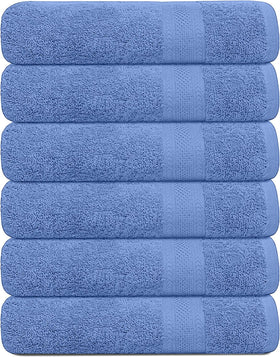 KAHAF COLLECTION 100% cotton towel in blue, folded, ultra-soft and highly absorbent for any use.