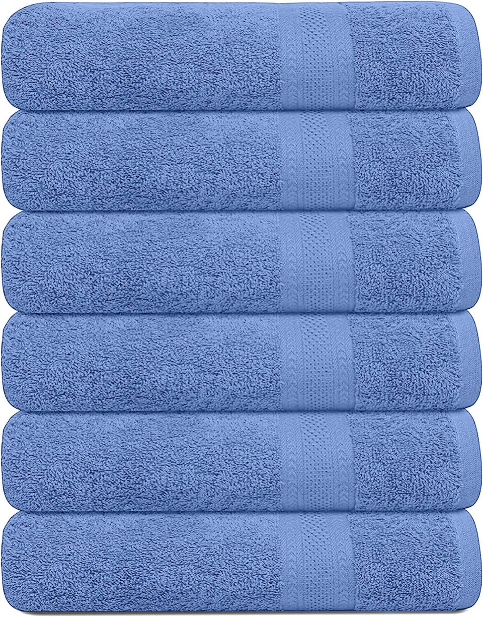 KAHAF COLLECTION 100% cotton towel in blue, folded, ultra-soft and highly absorbent for any use.