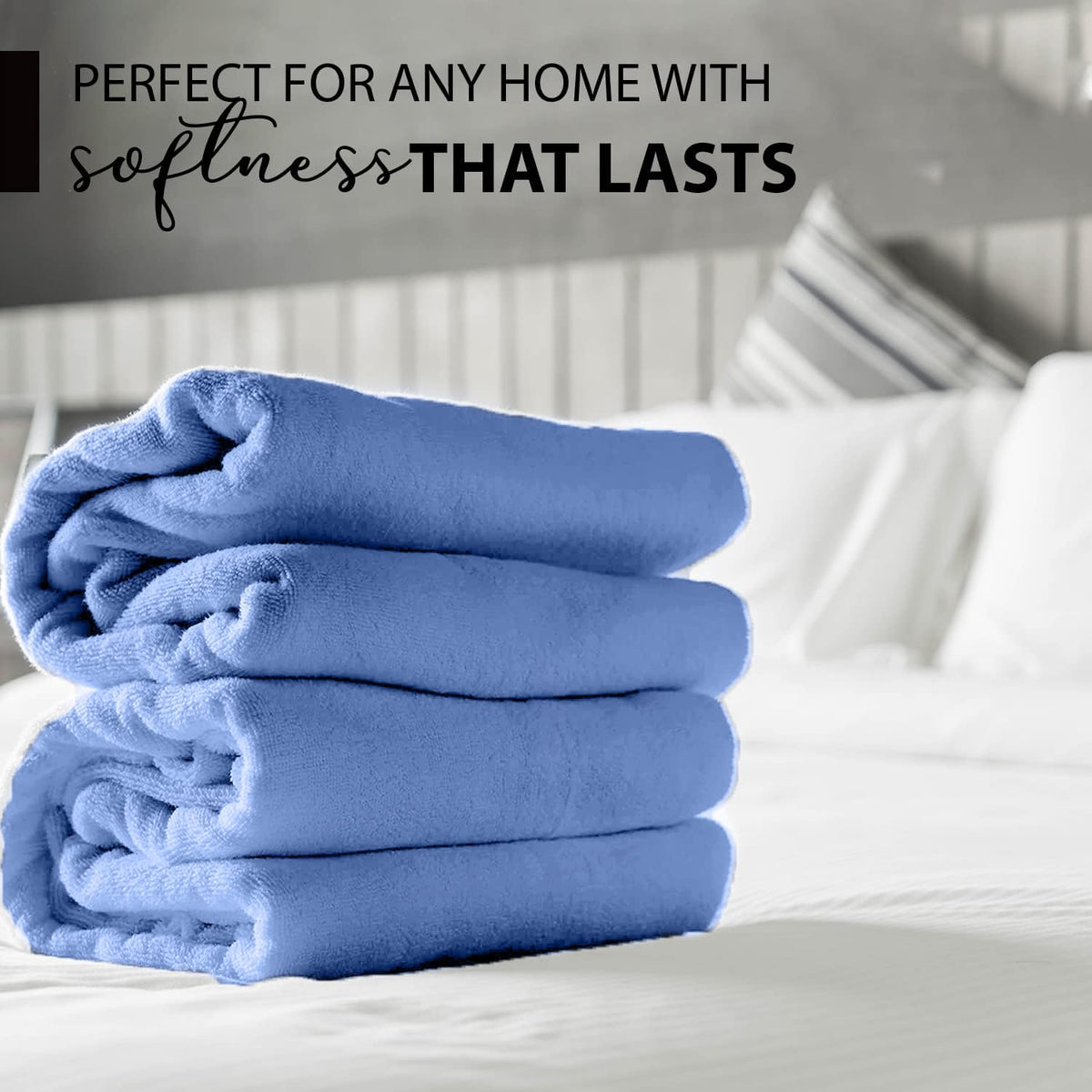KAHAF COLLECTION 24x48 blue towel on display, oversized for full-body coverage.