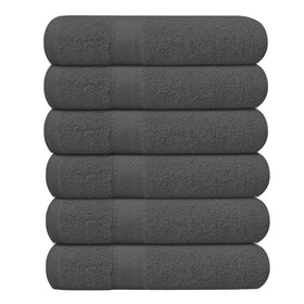 KAHAF COLLECTION six-pack bath towels folded in grey for daily luxury