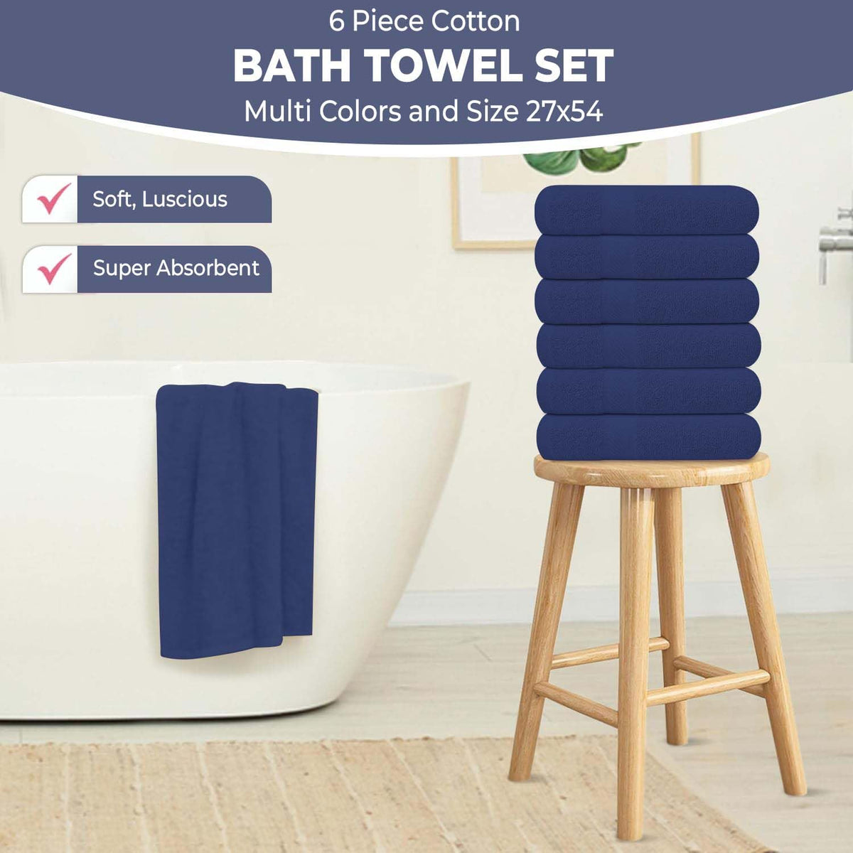 KAHAF COLLECTION 6-pack towels shown in bathroom with spa-like comfort.