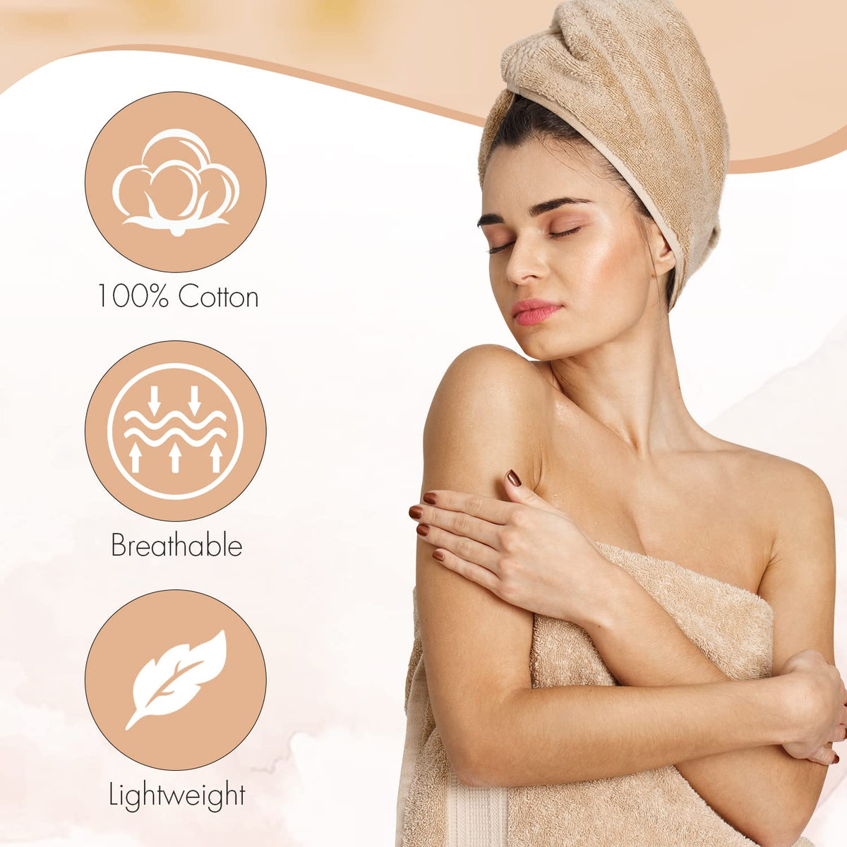 Close-up of KAHAF COLLECTION cotton towels highlighting plush softness and durability