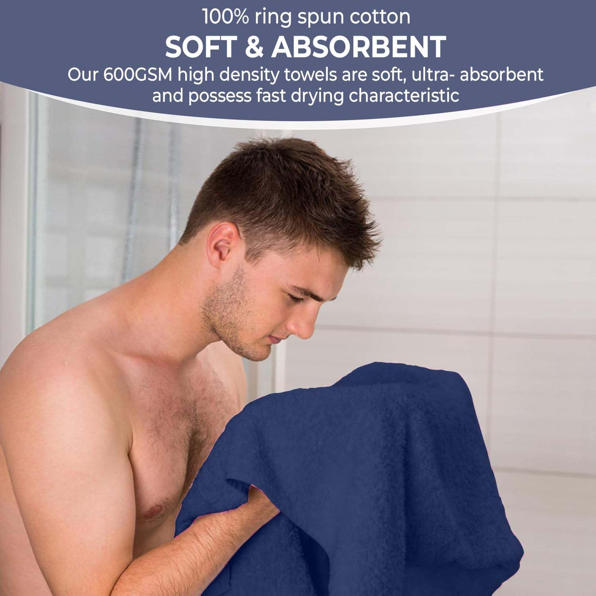 KAHAF COLLECTION towels on a rack highlighting machine-washable convenience.