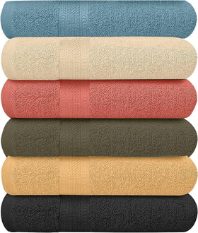 KAHAF COLLECTION 6 pack bath towels 27x54 closeup, soft and highly absorbent.