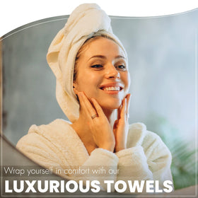 Care label on KAHAF COLLECTION towels showing cold wash and low heat drying