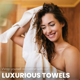 KAHAF COLLECTION 27x54 towels ready for laundry care.