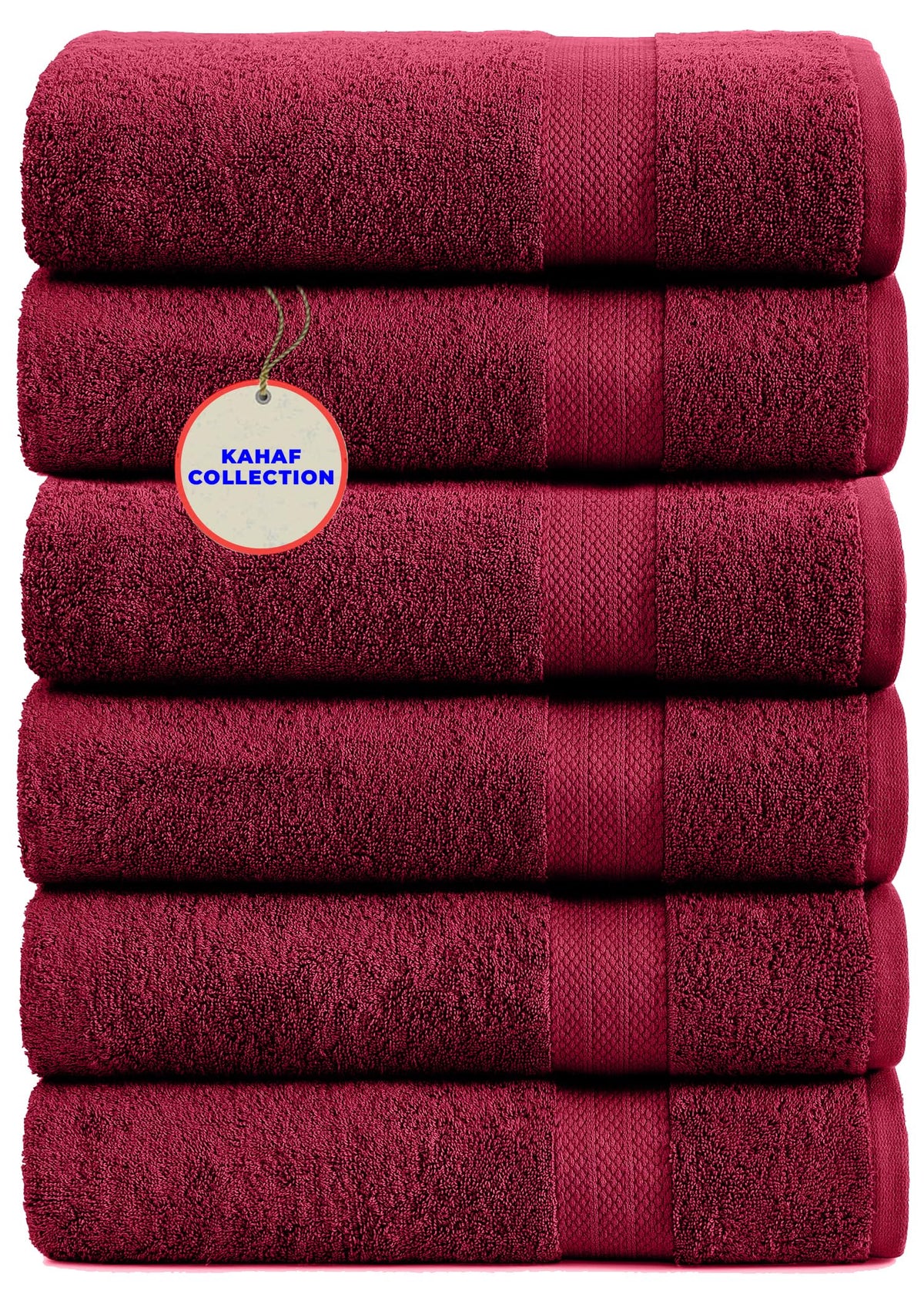 KAHAF COLLECTION burgundy bath towel 24x48, plush and absorbent for bath or spa.
